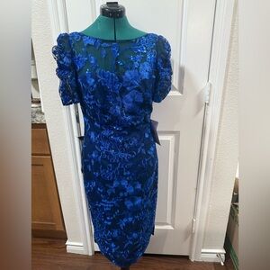 Royal Blue Floral Lace Dress